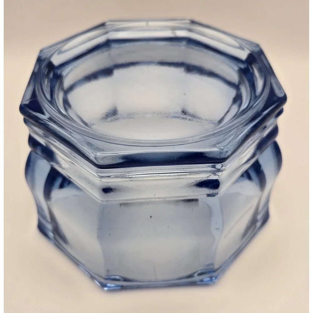 Vintage Ice Blue‎ Heavy Indiana Glass Faceted... Trinket Or Candy Dish